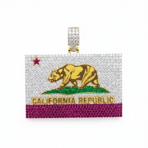 Colgante de Oso Multicolor con Diamantes, Amuleto Animal Estilo Hip Hop, Plata de Ley 925 Bañada en Oro, Certificado GIA, Regalo Unisex para Fiestas, Joyería Fina - Product Image 1