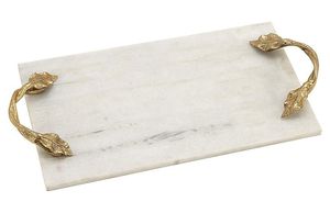 Plateau de service rond, plateau décoratif en métal, plateau de service de luxe, plateau à poignée dorée, plateau à poignée en forme de branche - Product Image 3
