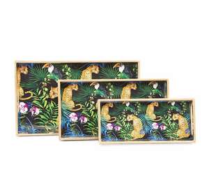 Plateau de service en acier émaillé, plateau à thé rétro en émail, plateau de présentation décoratif en émail, plateau ovale en émail - Product Image 1