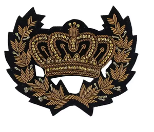 Bullion Hand Embroidery Bear Crest Embroidered Patch / Badge Shield Shape Sew-On Badge Safety <b>Pin</b> Custom Logo Fashion Garment - Product Image 3