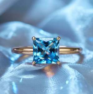 Anillo de Compromiso de Lujo con Moissanita Corte Princesa en Plata de Ley 925 con Engaste de Puntas Bañado en Oro para Boda y Fiesta - Product Image 1