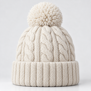 Bonnet en tricot torsadé personnalisé avec logo SE, pompon, chaud pour l'hiver, tricot épais, revers souples et extensibles, mode, extérieur, vente en gros, OEM, ODM - Product Image 6