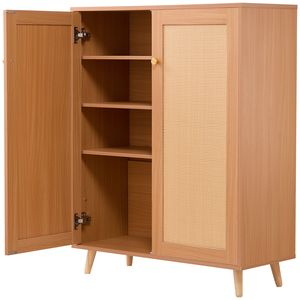 Meuble à chaussures en rotin à 5 niveaux de style Farmhouse avec 2 portes et étagères réglables - 40,35 pouces de hauteur - Product Image 4