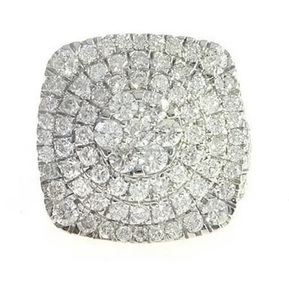 Handmade Hip Hop Engagement Wedding <b>Ring</b> <b>CZ</b>/Moissanite Diamond 925 Sterling Silver Rhodium Plated Cluster Design Prong Setting - Product Image 1