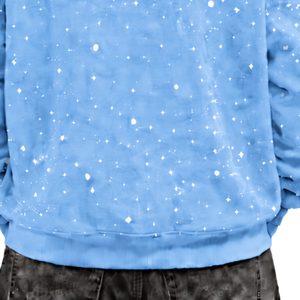 Sweat à capuche pour homme en molleton épais, coupe décontractée, imprimé galaxie bleu ciel, style streetwear, avec cordon de serrage - Product Image 5