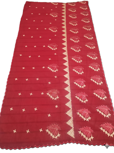Écharpe légère et respirante en mousseline pour femme, avec bordure en coquille de ventilateur brodée de strass en forme de pétales croisés, vente en gros OEM ODM - Product Image 2