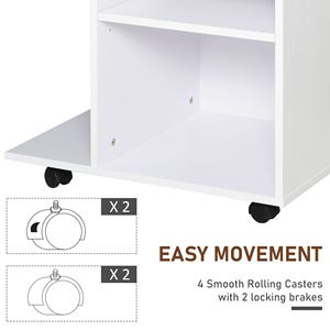 White Rolling Office <b>Printer</b> <b>Stand</b> Desk with Adjustable Shelf Drawer and CPU Holder Easy Wheels Movement - Product Image 6