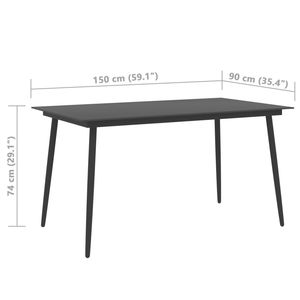 โต๊ะสวนเหล็กเคลือบสีดำพร้อมท็อปกระจก ขนาด 59.1 X 35.4 X 29.1 นิ้ว - Product Image 5
