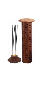 Caja de Incienso de Madera de Lujo en Forma de Pirámide, Soporte Decorativo Aromático de Madera de Sheesham para Templos - Product Image 6