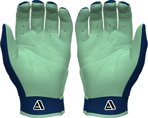 Gants de frappe de baseball en gros, bleu marine et menthe, manchette courte, antidérapants, fermeture auto-agrippante, haute qualité, fabriqués par Adiha Impex - Product Image 2