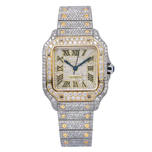 Reloj de Acero Inoxidable Estilo Hip Hop, Cuadrado, con Esfera de Cristal, Números Romanos, Movimiento ETA, 20 mm de Ancho, Alta Calidad, Exportado - Product Image 6