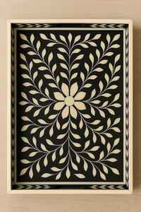 Plateau de service rond Art Déco en os incrusté, design unique, fait main, pour mariages, vente à l'exportation - Product Image 5