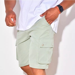 Men's Solid Color Hot Shorts Casual Cargo Shorts Mid Waist Elastic Drawstring Breathable Quick Dry Pockets Spandex/Cotton Canvas - Product Image 1