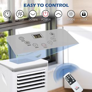 Condizionatore d'Aria Portatile Bianco da 7000 BTU con Telecomando, Timer 24 Ore e Funzione di Spegnimento Automatico per Camere, Case, Hotel - Tipo di Spina USA/UE/UK - Product Image 6