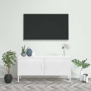 Supporto TV in acciaio bianco 41.3 \ "x13.8 \" x19.7 \ "dimensioni elegante Design moderno - Product Image 1