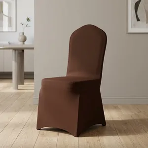 MKS INDIA Modern Simple Stretch Brown Spandex Plain Dyed Machine Washable <b>Chair</b> <b>Cover</b> <b>for</b> Banquet Wedding Party Event - Product Image 5
