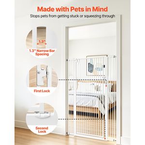 Cancelletto per Animali Domestici da 29-41 Pollici di Larghezza e 56 Pollici di Altezza per Gatti e Cani, Kit di Montaggio a Pressione, Finitura Solida Spessa 1,3 Pollici - Product Image 4
