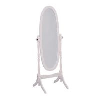 Traditional Oval Standing Floor Mirror 59.25 In Tall White Wooden Frame Full Length For Bedroom Home Decor