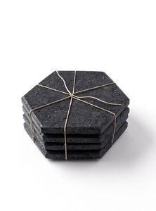 Marble Coasters with Gold Edge – Luxury Home Accessories Natural Stone Marble Coaster Set – Premium <b>Table</b> <b>Protectors</b> - Product Image 5