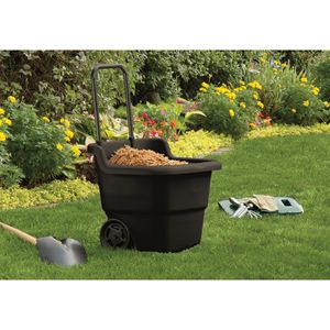 Chariot de jardinage et de pelouse 15 gallons en résine durable à quatre roues, plateforme 20,75"L x 22,5"W x 35,75"H - Product Image 3