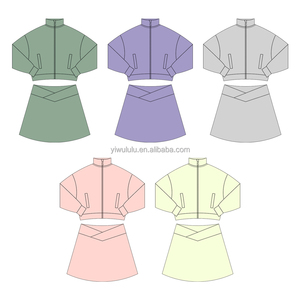 Logo personnalisé OEM Ensemble yoga et gymnastique pour enfants Vêtements de sport Veste à glissière de fitness pour petites filles Motif décontracté solide Taille 5t - Product Image 2