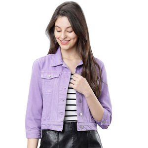 Veste en jean pour femme, dernière collection OEM ODM, manches longues, tissu en coton respirant, imprimé, boutonnée. - Product Image 1