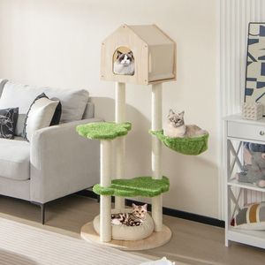 Albero per Gatti da Interno Alto 55 Pollici con Tiragraffi in Sisal e Cuccia Morbida per Gattini - Tiragraffi e Alberi per Gatti - Product Image 2