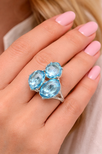 Anillo de Plata de Ley con Aguamarina Tallada a Mano y Engaste Pavé, Piedra de Nacimiento Única de Marzo, Joyería Clásica Vintage para Boda, para Hombre - Product Image 4