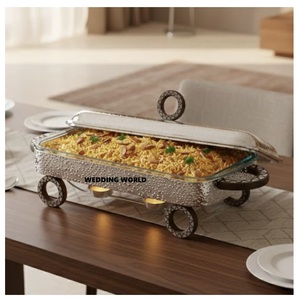 Recipiente para calentar comida de metal de diseño, forma rectangular, hecho a mano, decorativo, último modelo, calentador de comida de metal de lujo. - Product Image 1