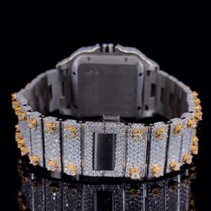 Reloj de Lujo Estilo Hip Hop con Caja de Aleación, Movimiento de Cuarzo, Esfera de 40 mm, Cristal, Correa de 20 mm, Diamantes Moissanite Cultivados en Laboratorio VVS - Product Image 6