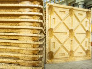 Paleta Industrial Ligera Apilable de Una Sola Cara, de Madera Prensada, de 4 Vías, 1200x1100x130mm, Moldeada, para Transporte de Carga, de Madera Reciclada - Product Image 3