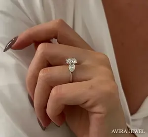 Anillo de compromiso de lujo con diamante cultivado en laboratorio de 1 quilate, oro macizo de 10K, 14K, 18K, anillo de boda clásico para mujer - Product Image 2