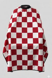 Bata de Barbero Impermeable de Poliéster Roja y Blanca con Detección de Agujas y Fusión sin Costuras Unisex - Product Image 2