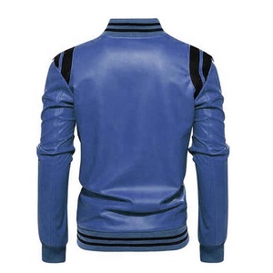 OEM Custom <b>Genuine</b> Leather Varsity Jacket for Men Casual Real Leather Motorbike Jacket With <b>Nylon</b> Shell - Product Image 6