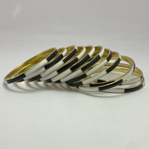 Vintage Bone and Brass And Resin Cuff <b>Bangle</b> <b>Bracelet</b> with Black White Stone Handmade Ethnic Jewelry for Women - Product Image 1