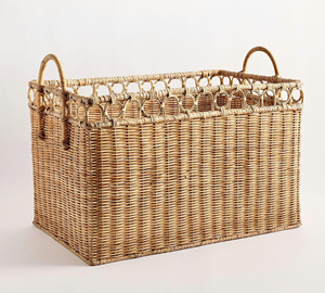 Elegant Round Rattan Laundry Basket With Handle Stylish <b>Storage</b> Basket For Bedroom Bathroom Handmade Home Organizer - Product Image 5