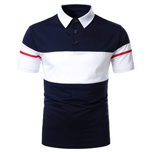 Polo de punto de manga corta con bloques de color blanco para hombre, estilo casual, MOQ bajo, camisetas polo para hombre, ropa de hombre - Product Image 1
