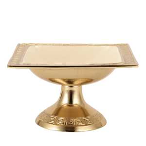 Urban Luxe Classic <b>Square</b> Metal Bowl With Black Interior And Greek <b>Key</b> Design Polished Finish For Party Food Serving - Product Image 6
