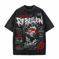 T-shirt surdimensionné en coton épais délavé à l'acide avec logo personnalisé, imprimé numérique Statue de David, pour homme, style punk rébellions