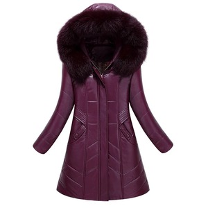 Manteau long en cuir de vachette véritable de qualité supérieure, chaud et tendance pour l'hiver, vestes en cuir véritable pour femmes, manteaux longs élégants en peau de mouton OEM - Product Image 1