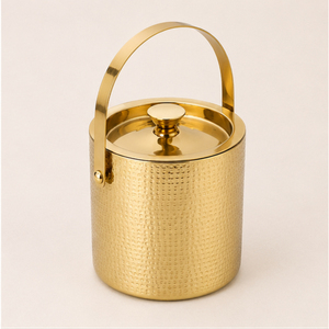 Seau à glace en laiton martelé avec plateau en marbre, double paroi isolée, pour champagne et vin, articles de bar en métal de qualité supérieure - Product Image 1