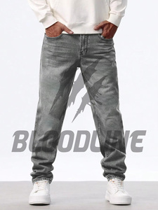 กางเกงยีนส์เดนิมทรงตรงสีเทาสำหรับผู้ชาย ยี่ห้อ BLOODLINE รุ่น Stonewashed เอวกลาง ผ้าฝ้าย สไตล์ลำลองสำหรับฤดูใบไม้ร่วง - Product Image 1