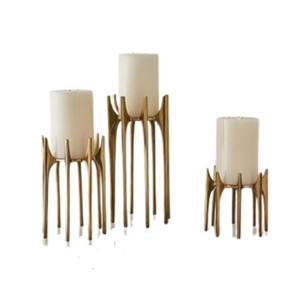 Vintage Wrought Iron 3-Light <b>Candle</b> Holder with Glass <b>Hurricane</b> Cups Luxury Metal Candelabra Centerpiece for Wedding Table Home - Product Image 4