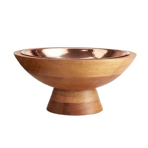 Moderna y Lujosa Tazón Decorativa Elevada de Madera Ecológica y Ligera para Frutas, Nueces, Dulces y Bocadillos - Product Image 1