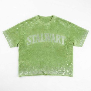 Stalwart Rhinestone Graphic T-Shirt Men's Oversized Short Sleeve O-Neck Street Style <b>Green</b> Jersey Knitted Crop Length - Product Image 1