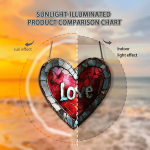 CIFbuy Acrylic Stained Glass Window Decor Heart Sun Catcher Home Gift TikTok per il servizio di ritiro Temu - Product Image 5
