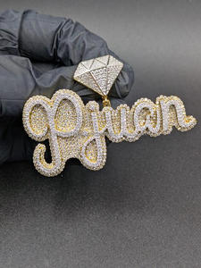 Collar de Hip Hop con Nombre Personalizado de Moissanita y Diamantes, Cadena Bling con Letras Escritas, Regalo de Lujo - Product Image 2