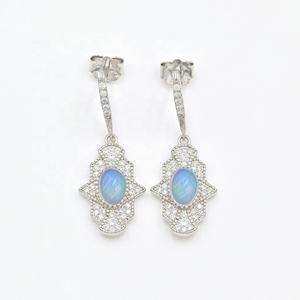 925 argent Sterling pierre de lune naturelle CZ plaqué or jaune 9x7mm coupe ovale pierre précieuse cadeau de fiançailles Halo mariages fêtes - Product Image 3