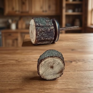 Modern Wood Cabinet Knobs Cylindrical Handle Natural Tree Bark Finish Durable Kitchen Bedroom Home Office Furniture Hardware - Product Image 4