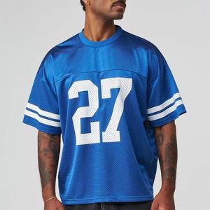 T-shirt de sport unisexe surdimensionné à logo personnalisé, coupe courte, style streetwear, maillot de football en mesh pour homme - Product Image 3